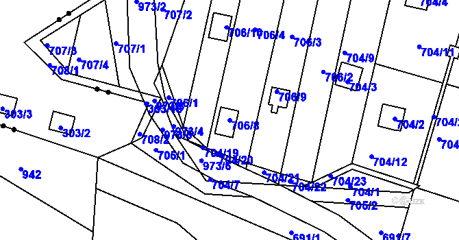 Parcela st. 706/8 v KÚ Stará Plesná, Katastrální mapa