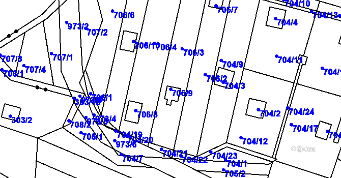 Parcela st. 706/9 v KÚ Stará Plesná, Katastrální mapa