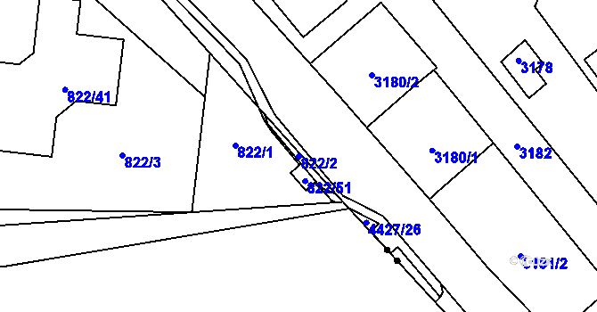 Parcela st. 822/2 v KÚ Stará Plesná, Katastrální mapa