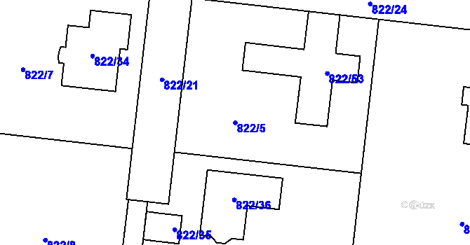 Parcela st. 822/5 v KÚ Stará Plesná, Katastrální mapa
