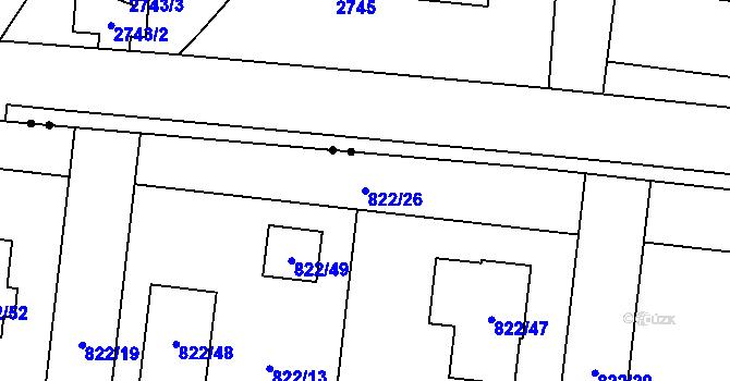 Parcela st. 822/26 v KÚ Stará Plesná, Katastrální mapa