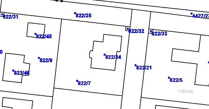 Parcela st. 822/34 v KÚ Stará Plesná, Katastrální mapa