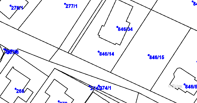 Parcela st. 846/14 v KÚ Stará Plesná, Katastrální mapa