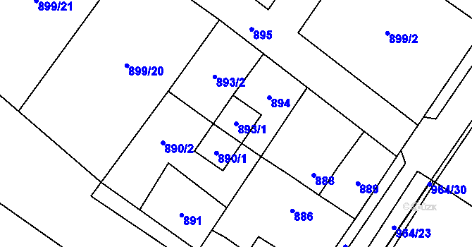 Parcela st. 893/1 v KÚ Stará Plesná, Katastrální mapa