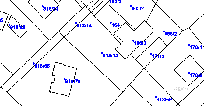 Parcela st. 918/13 v KÚ Stará Plesná, Katastrální mapa