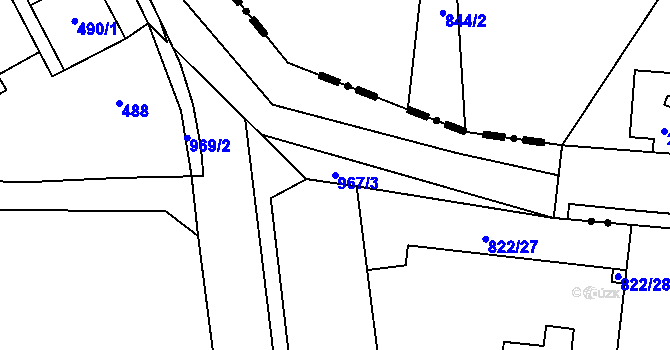 Parcela st. 967/3 v KÚ Stará Plesná, Katastrální mapa