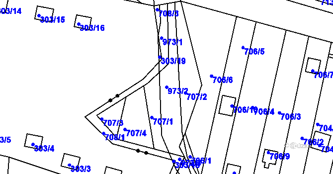 Parcela st. 973/2 v KÚ Stará Plesná, Katastrální mapa