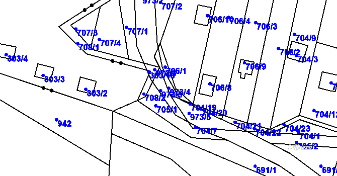 Parcela st. 973/4 v KÚ Stará Plesná, Katastrální mapa