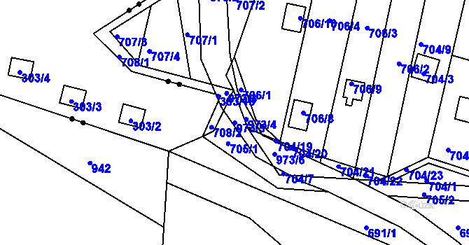 Parcela st. 973/5 v KÚ Stará Plesná, Katastrální mapa