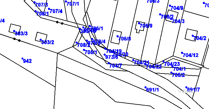 Parcela st. 973/6 v KÚ Stará Plesná, Katastrální mapa