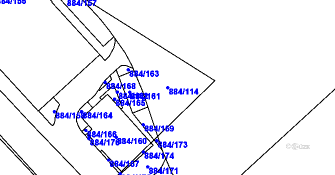 Parcela st. 884/114 v KÚ Stará Plesná, Katastrální mapa