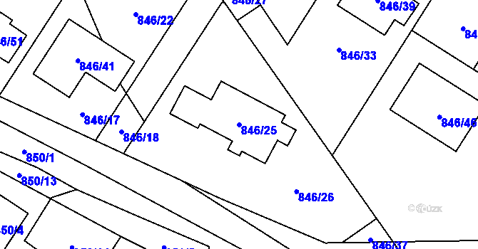 Parcela st. 846/25 v KÚ Stará Plesná, Katastrální mapa