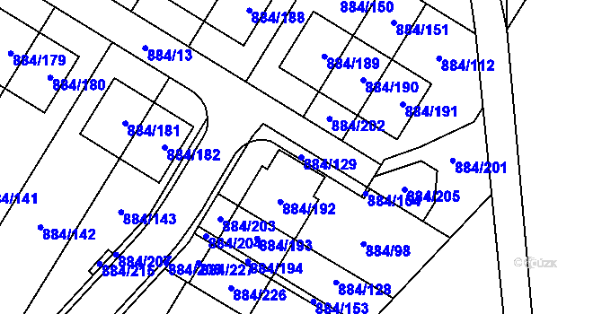 Parcela st. 884/129 v KÚ Stará Plesná, Katastrální mapa