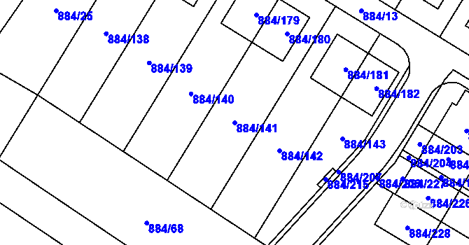 Parcela st. 884/141 v KÚ Stará Plesná, Katastrální mapa