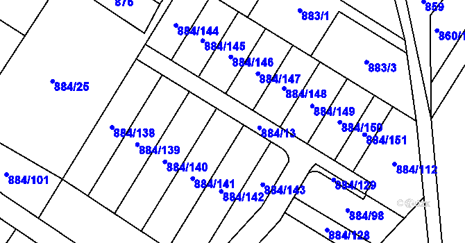 Parcela st. 884/13 v KÚ Stará Plesná, Katastrální mapa