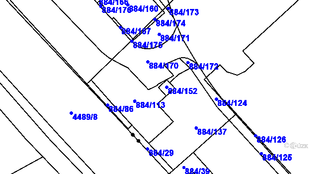 Parcela st. 884/152 v KÚ Stará Plesná, Katastrální mapa