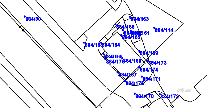 Parcela st. 884/166 v KÚ Stará Plesná, Katastrální mapa