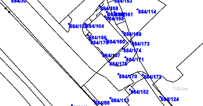 Parcela st. 884/167 v KÚ Stará Plesná, Katastrální mapa