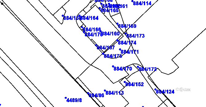 Parcela st. 884/175 v KÚ Stará Plesná, Katastrální mapa