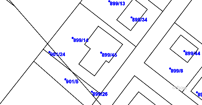 Parcela st. 899/45 v KÚ Stará Plesná, Katastrální mapa