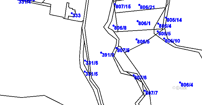 Parcela st. 391/3 v KÚ Stará Plesná, Katastrální mapa