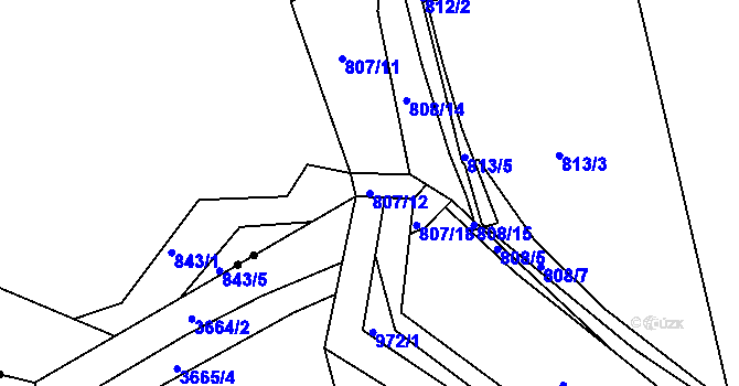 Parcela st. 807/12 v KÚ Stará Plesná, Katastrální mapa