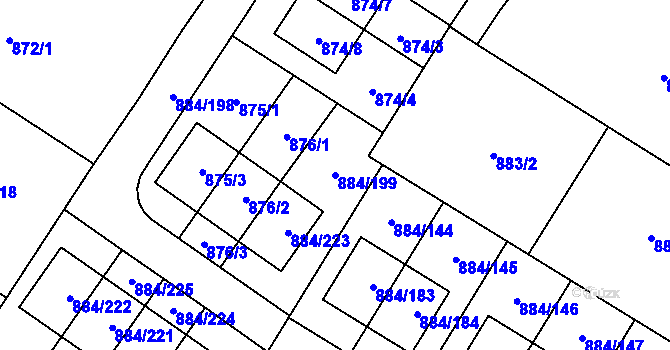 Parcela st. 884/199 v KÚ Stará Plesná, Katastrální mapa