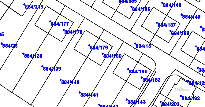 Parcela st. 884/180 v KÚ Stará Plesná, Katastrální mapa