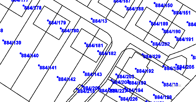 Parcela st. 884/182 v KÚ Stará Plesná, Katastrální mapa