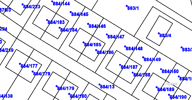 Parcela st. 884/186 v KÚ Stará Plesná, Katastrální mapa