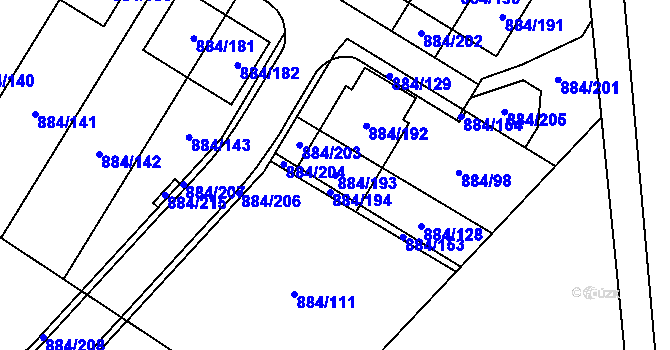 Parcela st. 884/193 v KÚ Stará Plesná, Katastrální mapa