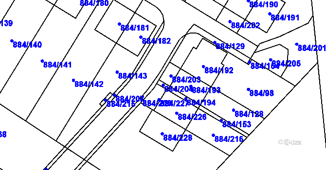 Parcela st. 884/204 v KÚ Stará Plesná, Katastrální mapa