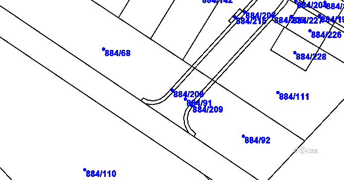 Parcela st. 884/208 v KÚ Stará Plesná, Katastrální mapa