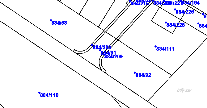 Parcela st. 884/209 v KÚ Stará Plesná, Katastrální mapa