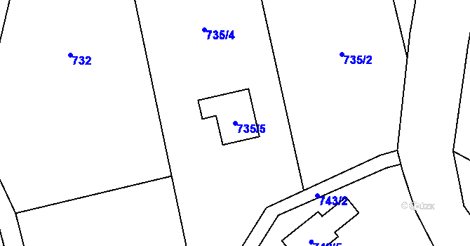 Parcela st. 735/5 v KÚ Stará Plesná, Katastrální mapa