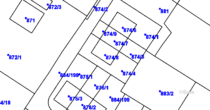 Parcela st. 874/8 v KÚ Stará Plesná, Katastrální mapa