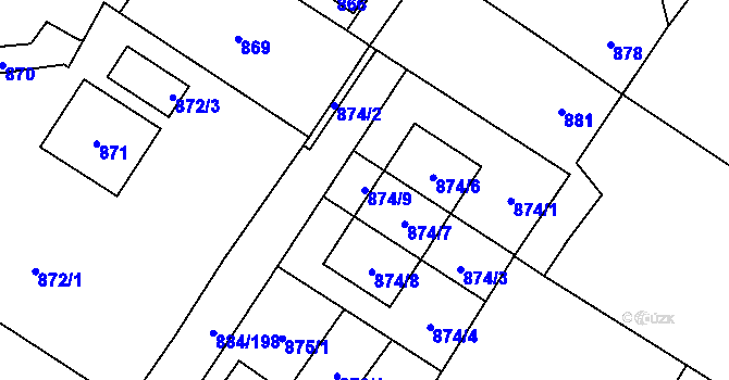 Parcela st. 874/9 v KÚ Stará Plesná, Katastrální mapa