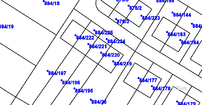 Parcela st. 884/220 v KÚ Stará Plesná, Katastrální mapa