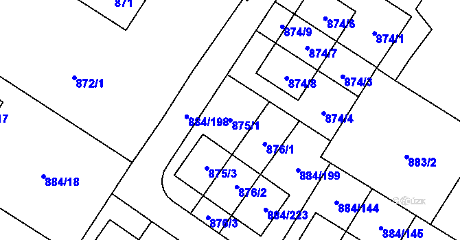 Parcela st. 875/1 v KÚ Stará Plesná, Katastrální mapa