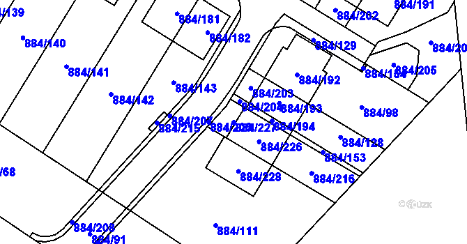 Parcela st. 884/227 v KÚ Stará Plesná, Katastrální mapa