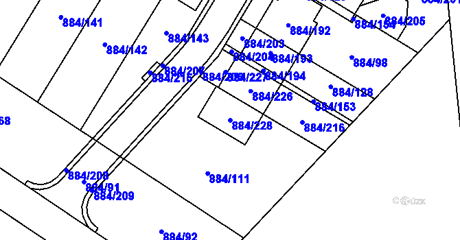 Parcela st. 884/228 v KÚ Stará Plesná, Katastrální mapa