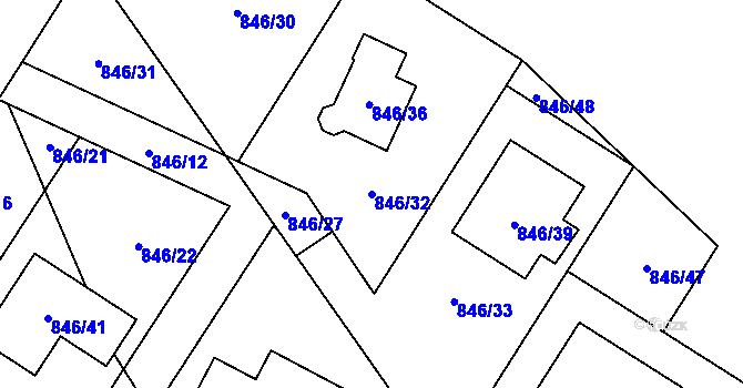 Parcela st. 846/32 v KÚ Stará Plesná, Katastrální mapa