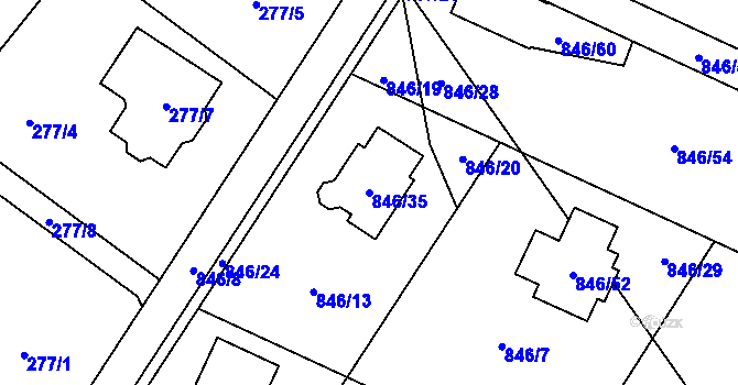 Parcela st. 846/35 v KÚ Stará Plesná, Katastrální mapa