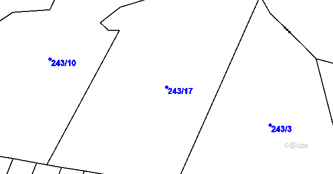 Parcela st. 243/17 v KÚ Záhoří, Katastrální mapa