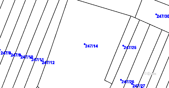 Parcela st. 247/14 v KÚ Záhoří, Katastrální mapa