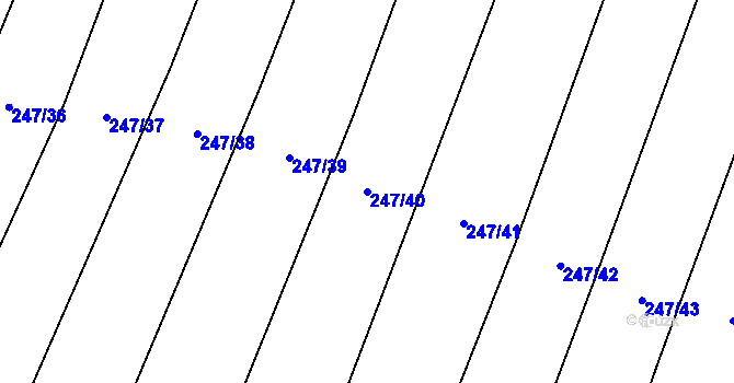 Parcela st. 247/40 v KÚ Záhoří, Katastrální mapa
