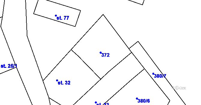 Parcela st. 372 v KÚ Záhoří, Katastrální mapa