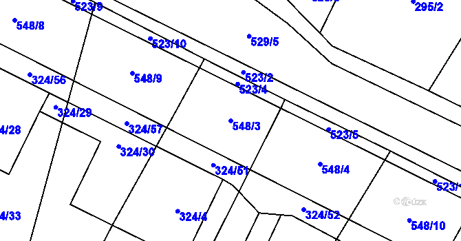 Parcela st. 548/3 v KÚ Záhoří, Katastrální mapa