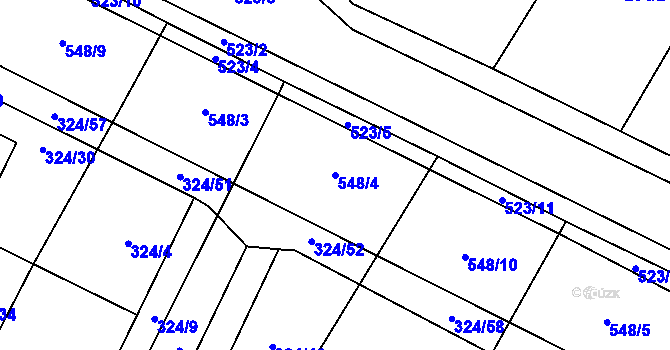 Parcela st. 548/4 v KÚ Záhoří, Katastrální mapa