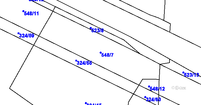 Parcela st. 548/7 v KÚ Záhoří, Katastrální mapa